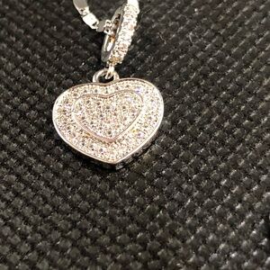 Heart Pavé Pendant Necklace - Silver Sparkle
